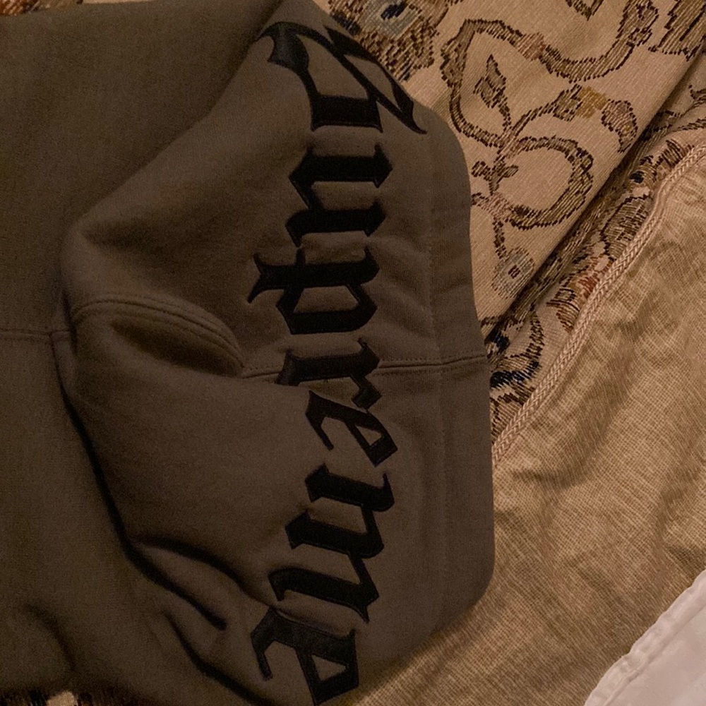 Supreme Olive Hoodie with Black Logo